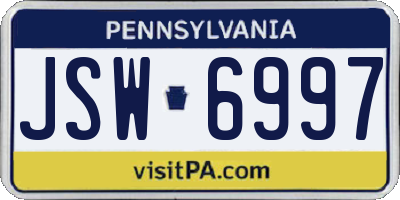 PA license plate JSW6997
