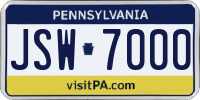 PA license plate JSW7000