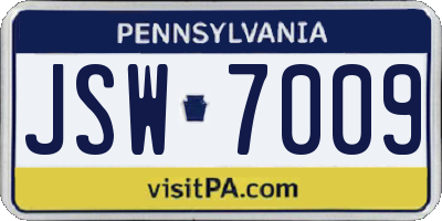 PA license plate JSW7009