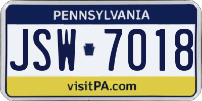 PA license plate JSW7018
