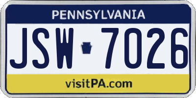 PA license plate JSW7026