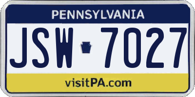 PA license plate JSW7027