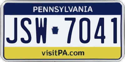 PA license plate JSW7041
