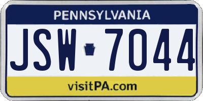 PA license plate JSW7044