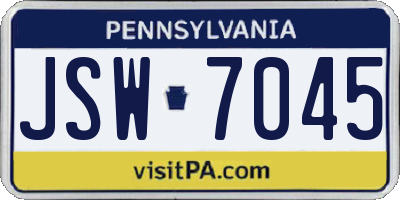 PA license plate JSW7045
