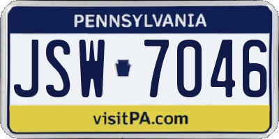 PA license plate JSW7046