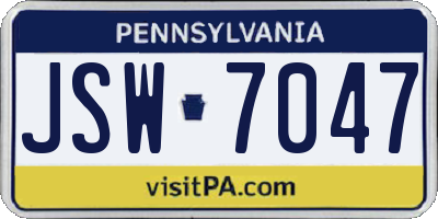 PA license plate JSW7047