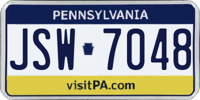 PA license plate JSW7048
