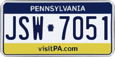 PA license plate JSW7051