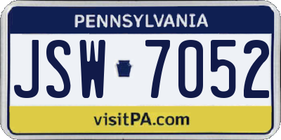 PA license plate JSW7052