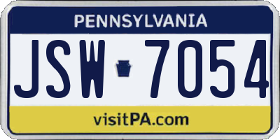 PA license plate JSW7054