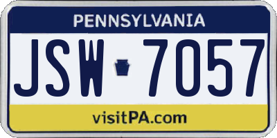 PA license plate JSW7057
