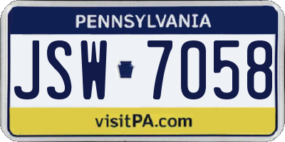 PA license plate JSW7058