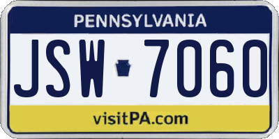 PA license plate JSW7060