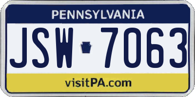 PA license plate JSW7063