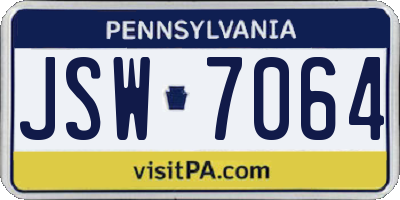 PA license plate JSW7064