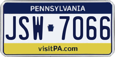PA license plate JSW7066