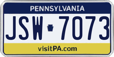 PA license plate JSW7073