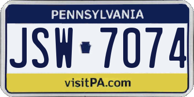 PA license plate JSW7074