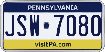 PA license plate JSW7080