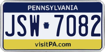 PA license plate JSW7082