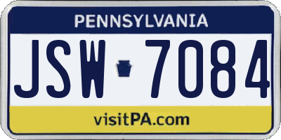 PA license plate JSW7084
