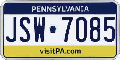 PA license plate JSW7085