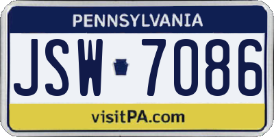 PA license plate JSW7086