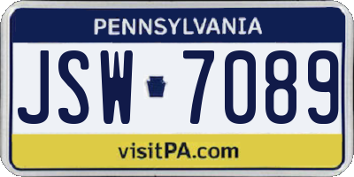 PA license plate JSW7089