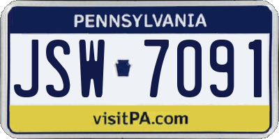 PA license plate JSW7091