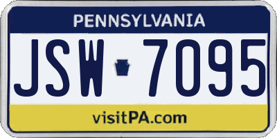PA license plate JSW7095