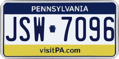 PA license plate JSW7096