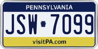 PA license plate JSW7099