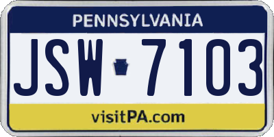 PA license plate JSW7103