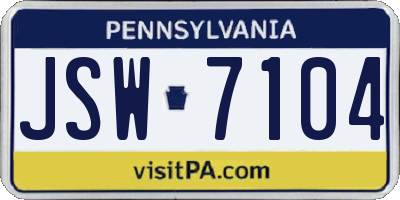 PA license plate JSW7104