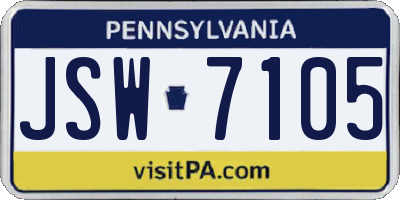 PA license plate JSW7105