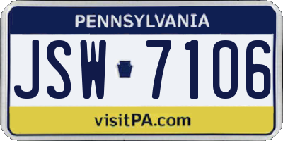 PA license plate JSW7106