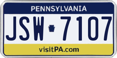 PA license plate JSW7107