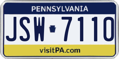 PA license plate JSW7110
