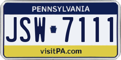 PA license plate JSW7111