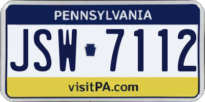 PA license plate JSW7112