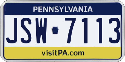 PA license plate JSW7113