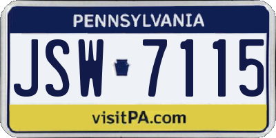 PA license plate JSW7115