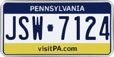 PA license plate JSW7124