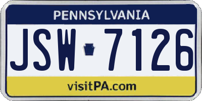 PA license plate JSW7126