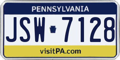 PA license plate JSW7128