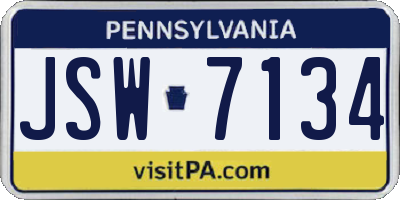 PA license plate JSW7134