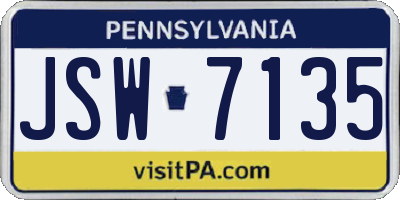 PA license plate JSW7135