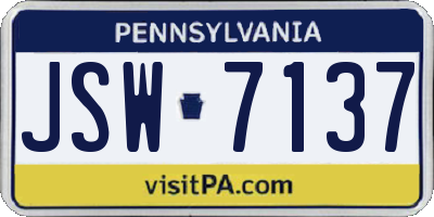 PA license plate JSW7137