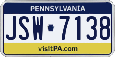 PA license plate JSW7138